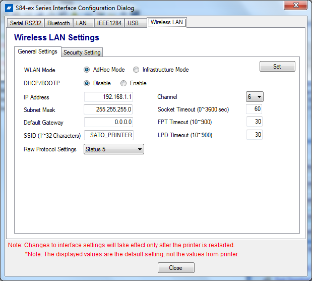 S84ex/86ex - WLAN Setup | SATO America